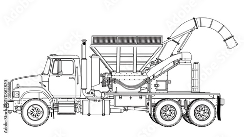 Industrial truck crane white background.