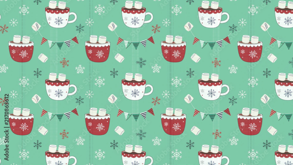 Naklejka premium Christmas Hot Cocoa Seamless Pattern Surface Pattern Design Vector Background 