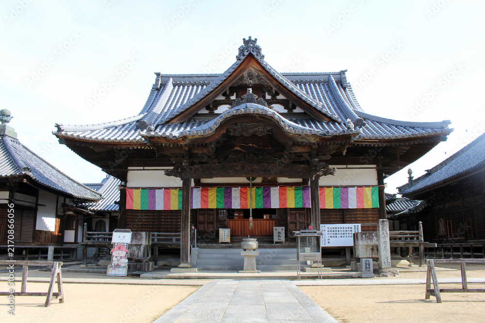 Obraz premium Main Hall Hondo at Nagao-ji Temple on Shikoku Henro Pilgrimage, Kagawa, Japan 2026