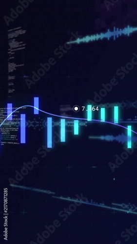 Financial data and stock market analysis animation with graphs and charts