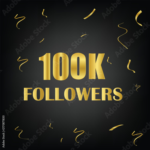 100k followers with confetti in black background