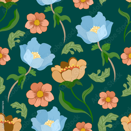 Hand draw floral pastel botanical seamless pattern vector illustration design. floral vintage pattern.print striped ornament floral. Texture textile background. ornate elegant luxury vintage retro 