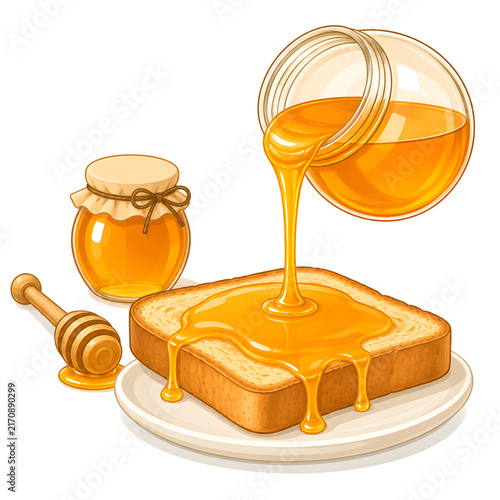 jar of honey and toast
