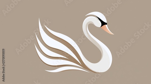 Elegant minimalist swan logo graphic featuring graceful curved lines and neutral brown background for branding design concepts