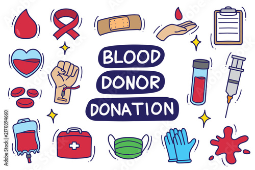set of blood donor with color good for background, wallpaper, element design, icon, etc