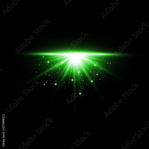 Obraz na plátně Dramatic green lens flare a brilliant and dynamic light effect for visual enhanc