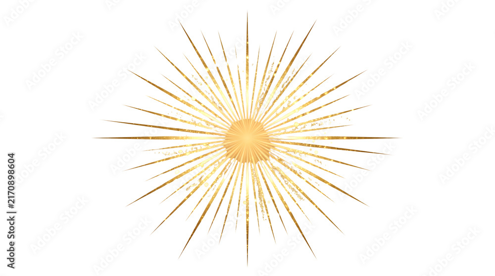 Obraz premium Abstract Sunburst Design with Golden Rays and Central Glow.