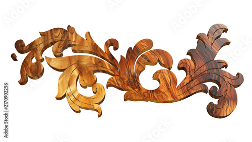 wooden carved ornament isolated