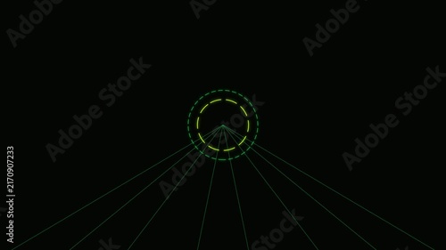 Green digital hud target interface with geometric perspective lines animation 4k