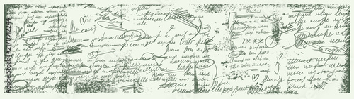 Obraz na płótnie Script paper background with pale sage green cursive writing