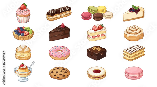 Dessert and sweet food vector illustration collection
