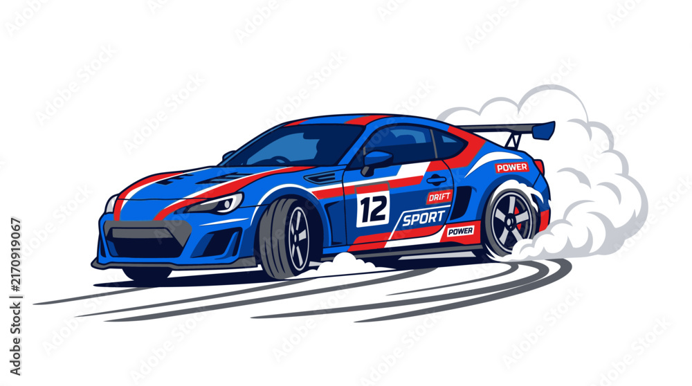 Fototapeta premium Sport Car Drifting with Smoke