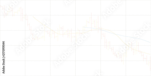 Financial market candlestick chart with a moving average line showing a neutral or volatile trend isolated on transparent background for professional business data analysis and stock exchange reports.