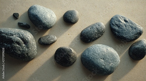 Smooth Grey River Pebbles Macro Texture