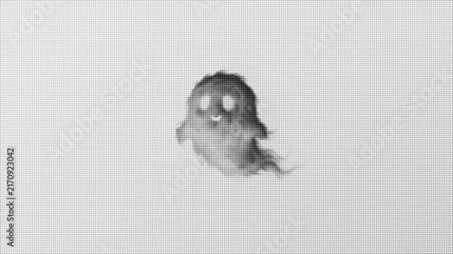 Bild auf Leinwand A halftone pattern illustration of a ghost figure isolated on transparent backgr
