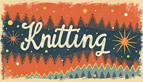 Knitting pattern with colorful background design  
