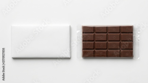 Milk chocolate bar with white paper wrapper mockup