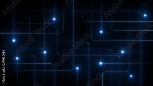 Digital Dot Line Particle motion graphics Data Background – Innovative Technology data transmission particle dot line connection, network black background Concept..