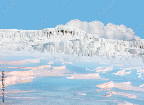 Natural travertine pools and terraces in Pamukkale. Cotton castle in southwestern Turkey - Pamukkale, Denizli