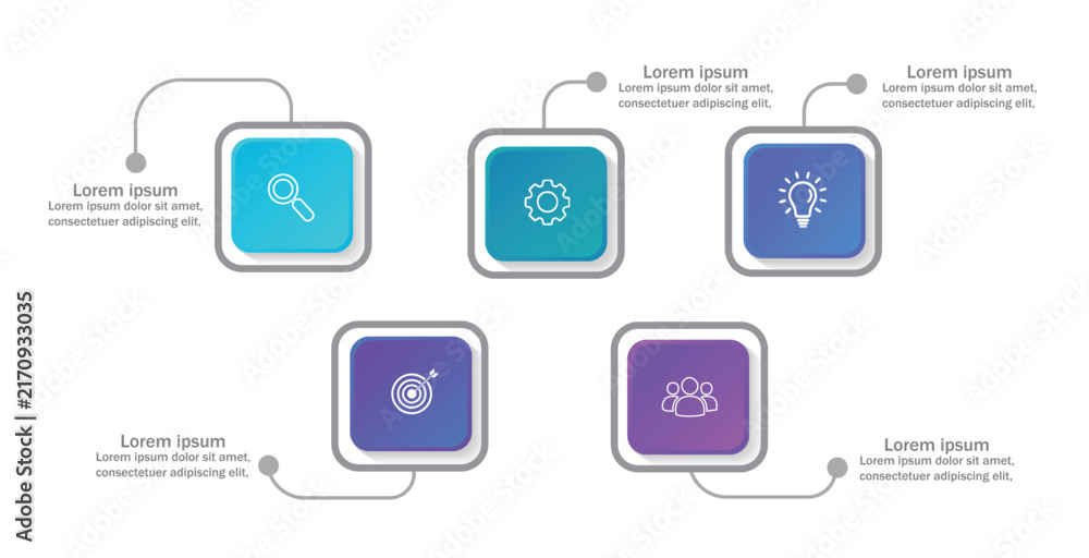 Obraz premium Business infographic template. 5 Step timeline journey.