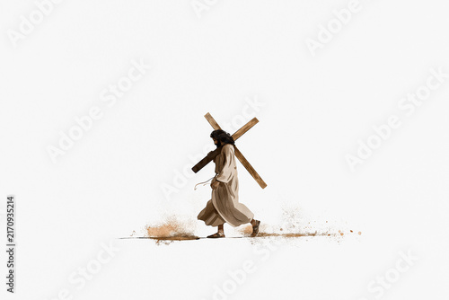 Watercolor of Jesus carrying the cross