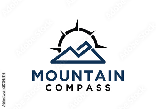 Foto Mountain Compass Logo Navigating Adventures and Exploring Natures Beauty