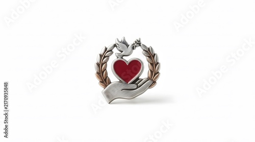 Silver Heart Ring with Red Heart Centerpiece for Romantic Jewelry