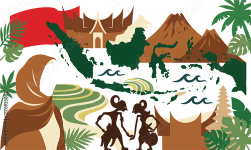 Tropical Jungle Safari Adventure Landscape Illustration