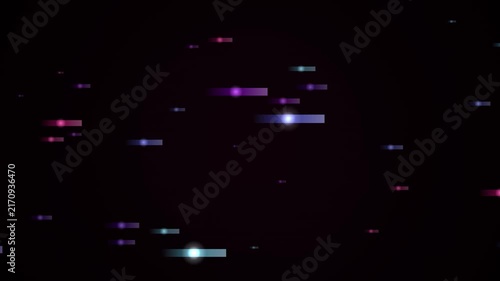 Abstract horizontal glitch bars in purple pink and cyan glow against a dark modern technology background with looping motion overlay effect