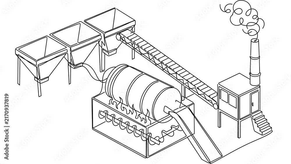 Fototapeta premium Industrial factory machinery white background.