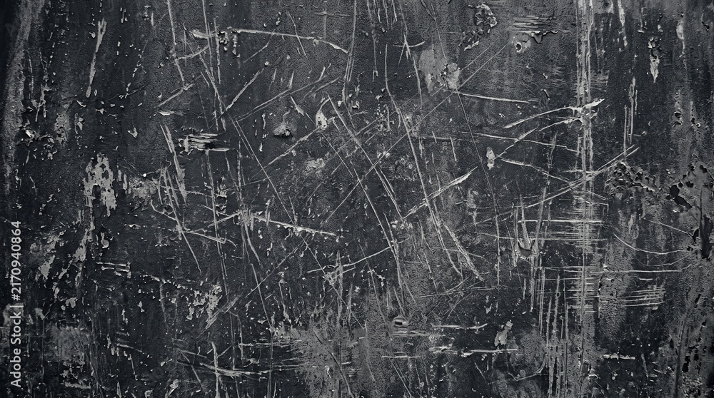 Fototapeta premium Dark Weathered Wall with Scratches and Peeling Paint