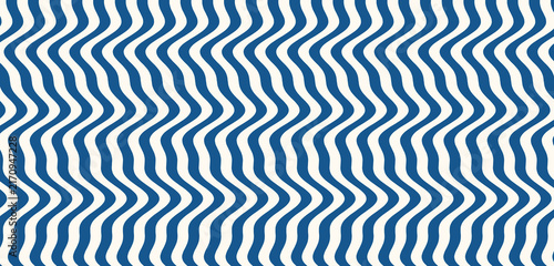 Фотография Classic nautical blue and cream vertical wavy stripe pattern for summer beachwear and decor