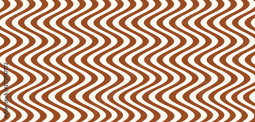 Photography Seamless wavy vertical stripes pattern in brown and cream minimalist background for home decor