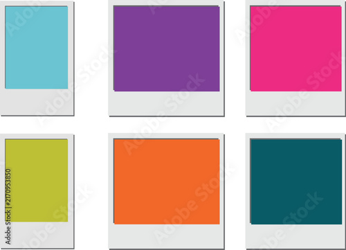 Polaroid frames with solid color fill vector illustration