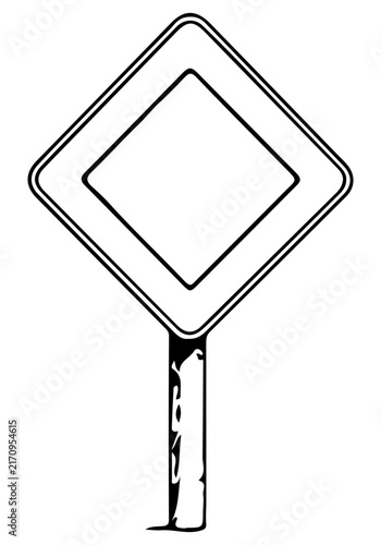 Hand Drawn Priority Road Traffic Sign
