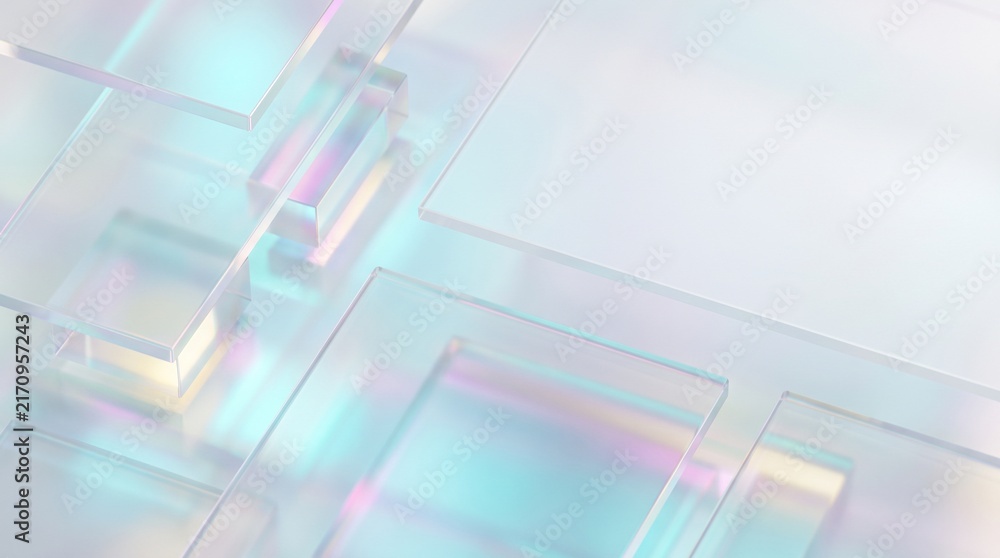 Fototapeta premium Abstract background with 3D render glassmorphism, caustics and futuristic design element