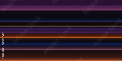 Obraz na płótnie Original digital artwork displaying vibrant glowing horizontal neon stripes over a dark textured abstract background
