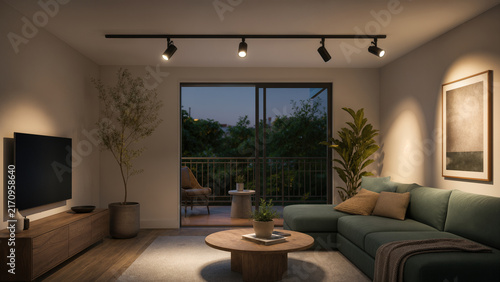 Rail d’éclairage locatif flexible avec spots orientables