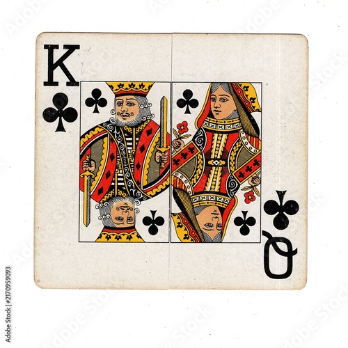 A square pontoon or blackjack playing card made up of two different halves isolated on a white background.