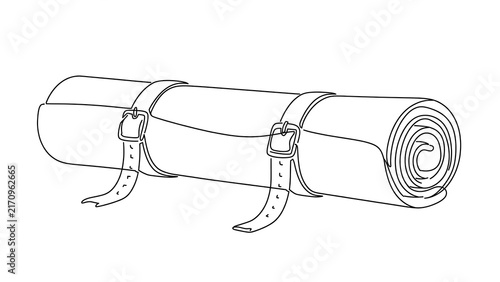 rolled parchment with leather straps white background.