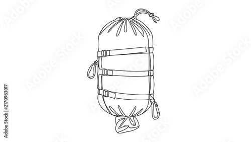 rolled sleeping bag white background.