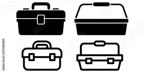 Foto Portable toolbox and repair case silhouette collection
Professional tool storage
