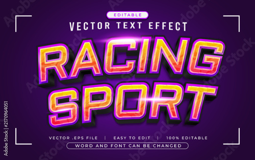 Racing Sport 3D editable text effect style - Premium Vector