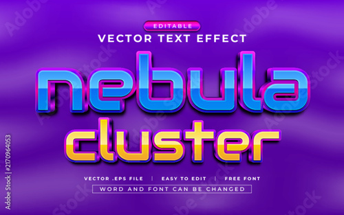 Nebula Cluster 3D editable text effect style - Premium Vector