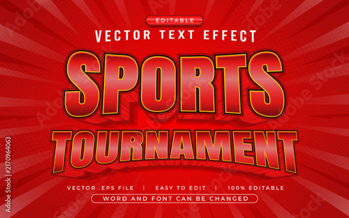Sports Tournament 3D editable text effect style - Premium Vector