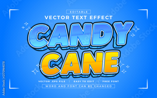 Candy Cane 3D editable text effect style - Premium Vector
