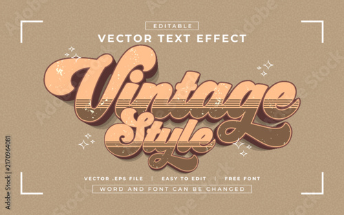 Vintage Style 3D editable text effect style - Premium Vector