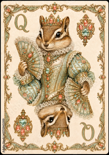 Luxury Animal Playing Card Illustration in Ornate Vintage Style