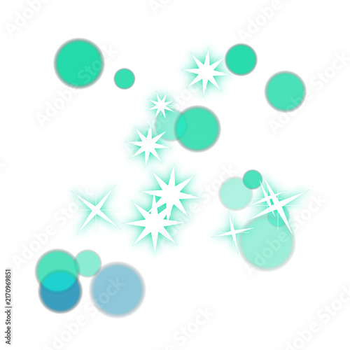 Turquoise sparkles and glowing circles design element