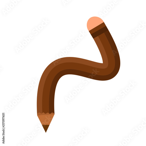 Bendy Brown Flexible Pencil Vector Icon